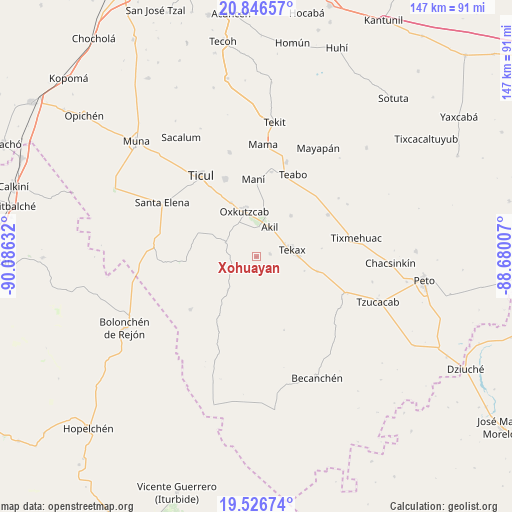 Xohuayan on map