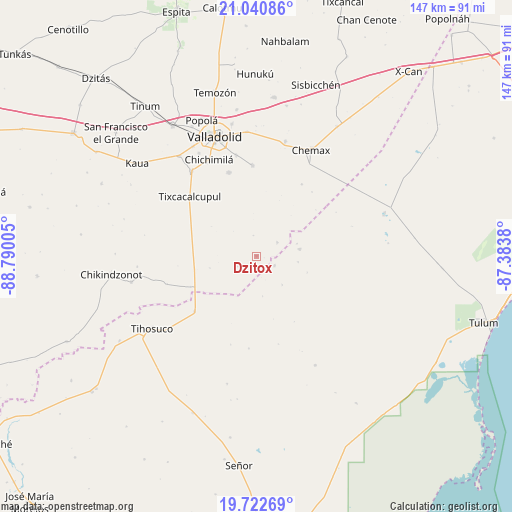 Dzitox on map