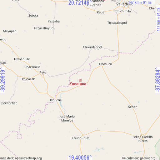 Zacalaca on map