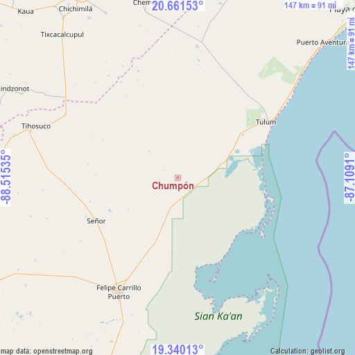 Chumpón on map