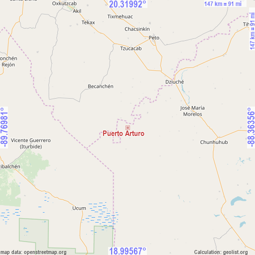 Puerto Arturo on map