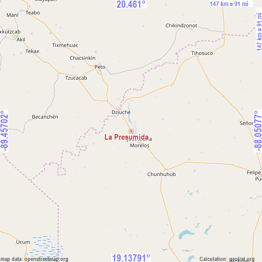 La Presumida on map