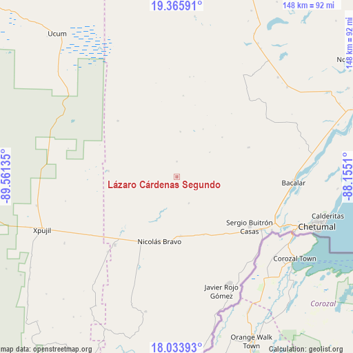 Lázaro Cárdenas Segundo on map