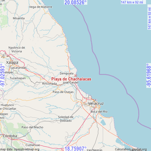 Playa de Chachalacas on map