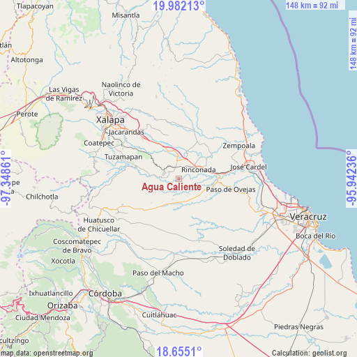 Agua Caliente on map