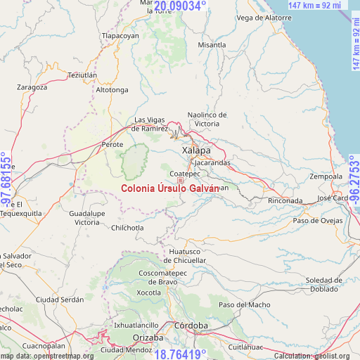 Colonia Úrsulo Galván on map