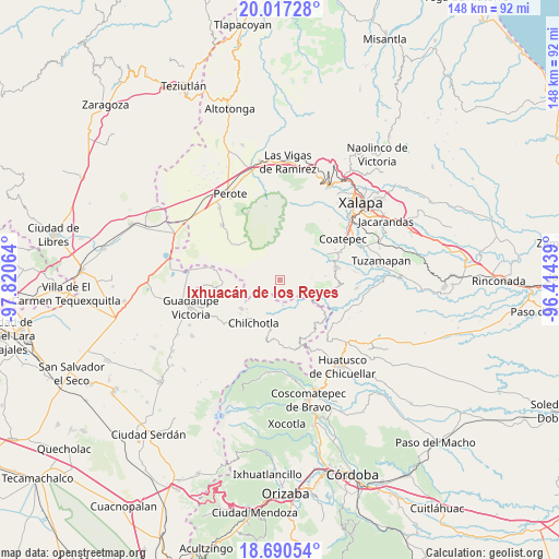 Ixhuacán de los Reyes on map