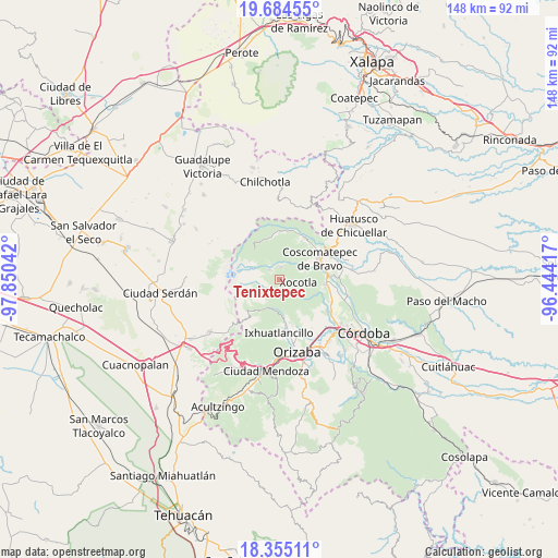 Tenixtepec on map