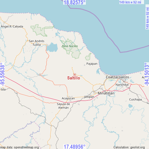 Saltillo on map