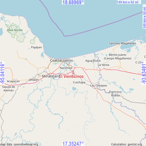 El Veinticinco on map