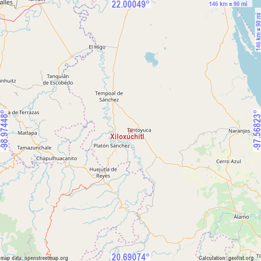 Xiloxúchitl on map