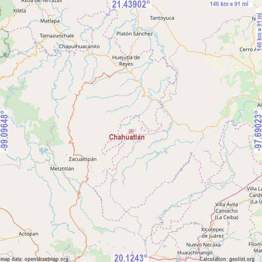 Chahuatlán on map