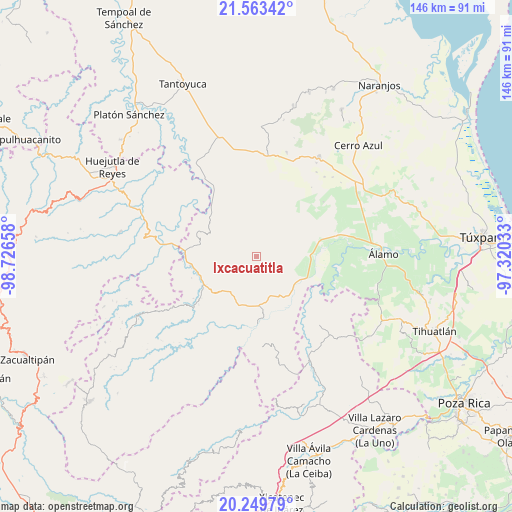 Ixcacuatitla on map