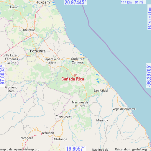 Cañada Rica on map
