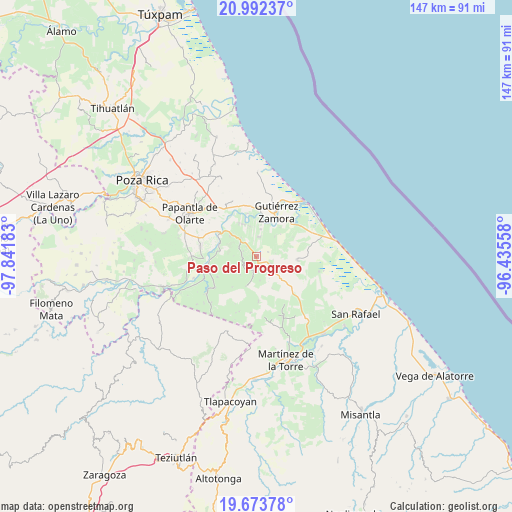 Paso del Progreso on map