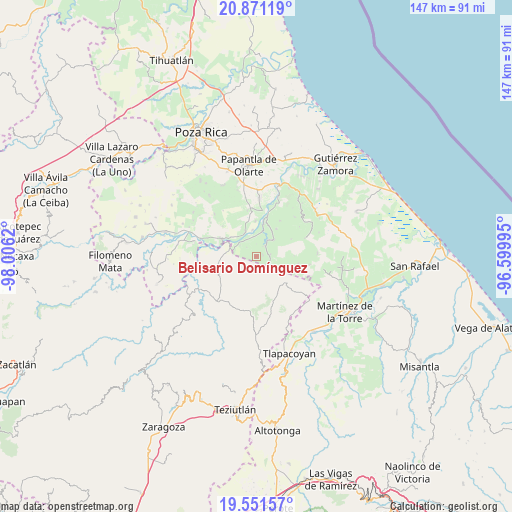 Belisario Domínguez on map