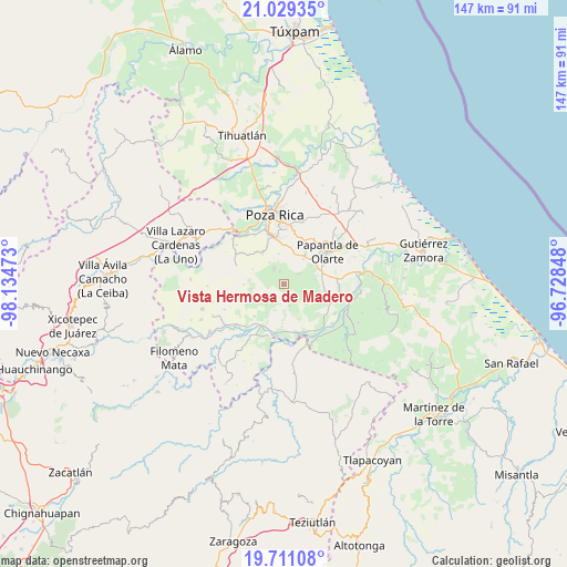 Vista Hermosa de Madero on map