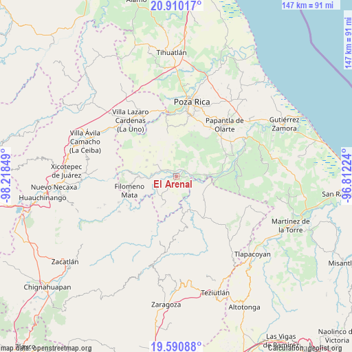 El Arenal on map