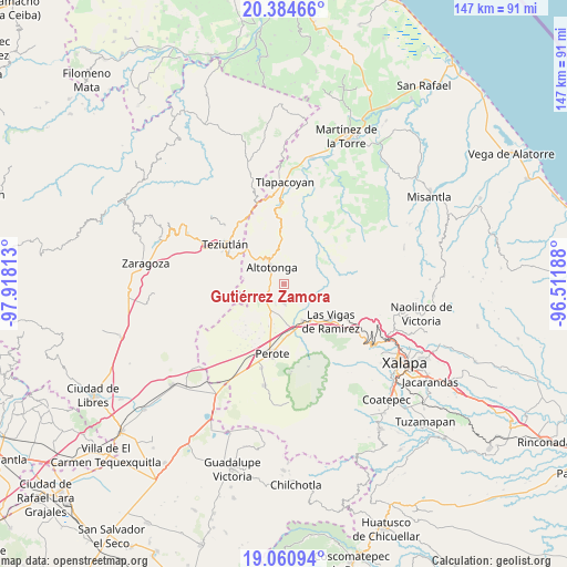 Gutiérrez Zamora on map