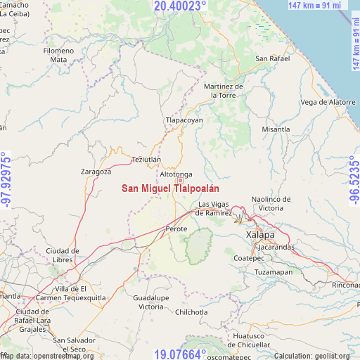 San Miguel Tlalpoalán on map