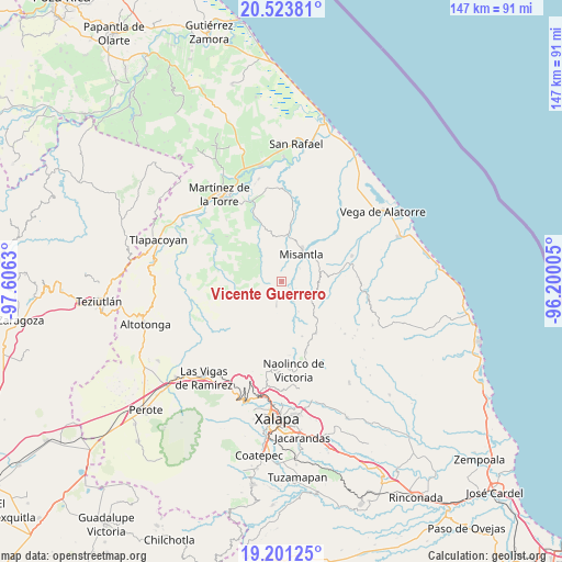 Vicente Guerrero on map