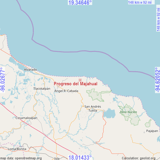 Progreso del Majahual on map