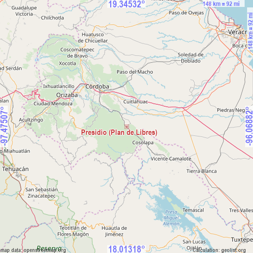 Presidio (Plan de Libres) on map