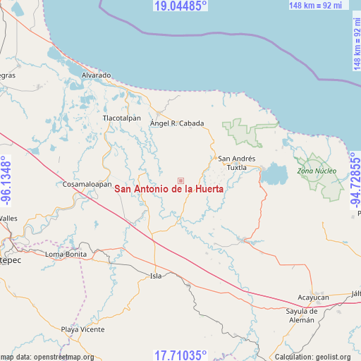 San Antonio de la Huerta on map