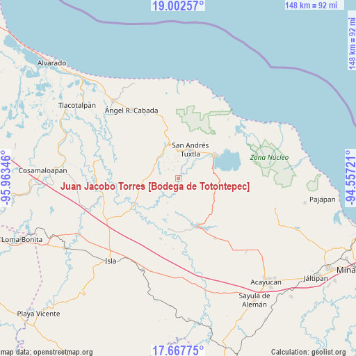 Juan Jacobo Torres [Bodega de Totontepec] on map