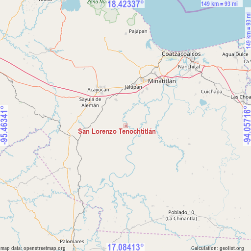 San Lorenzo Tenochtitlán on map
