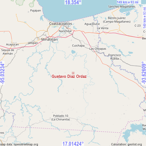 Gustavo Díaz Ordaz on map