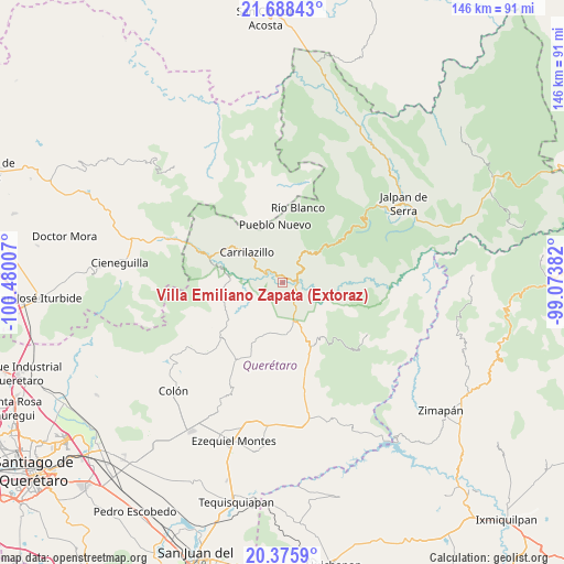 Villa Emiliano Zapata (Extoraz) on map