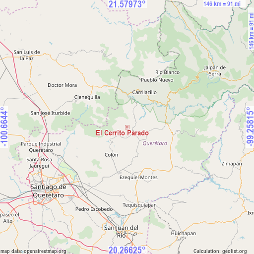 El Cerrito Parado on map