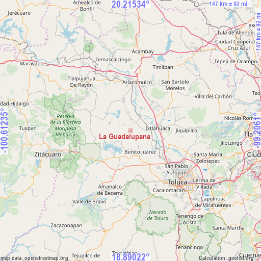 La Guadalupana on map