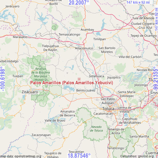 Palos Amarillos (Palos Amarillos Yebuciví) on map