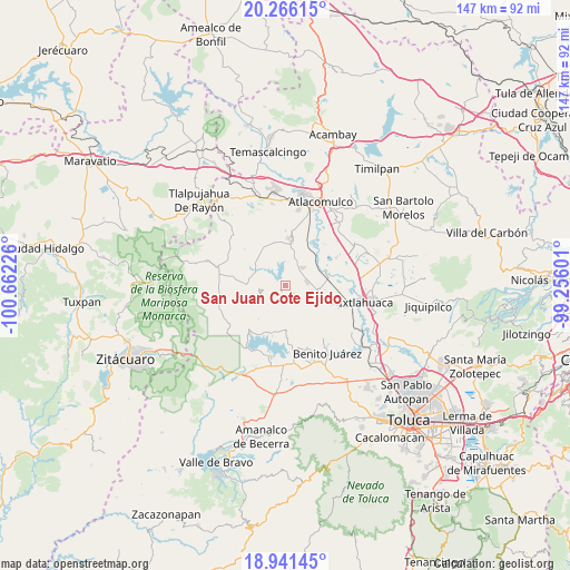 San Juan Cote Ejido on map