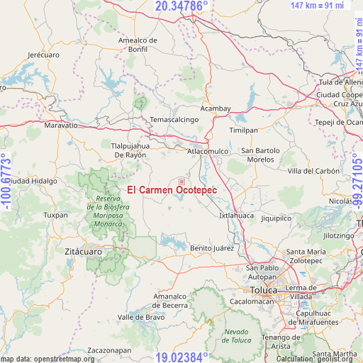 El Carmen Ocotepec on map