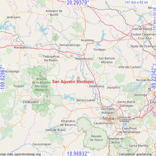 San Agustín Mextepec on map