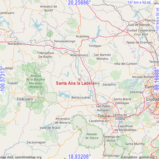 Santa Ana la Ladera on map