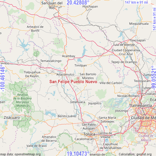 San Felipe Pueblo Nuevo on map