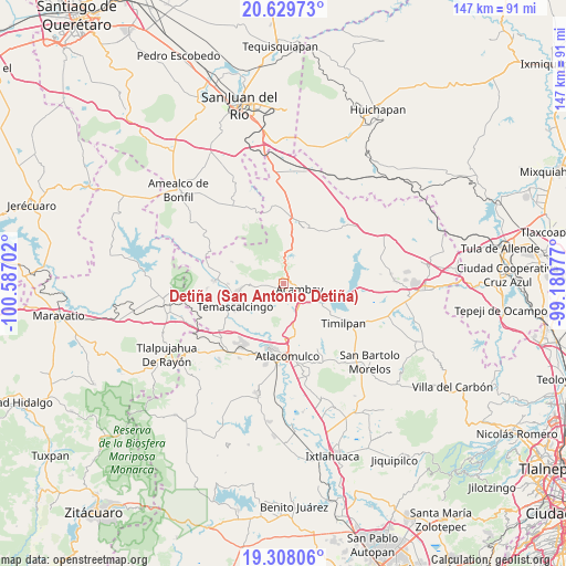 Detiña (San Antonio Detiña) on map