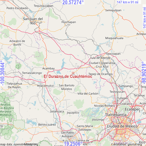 El Durazno de Cuauhtémoc on map