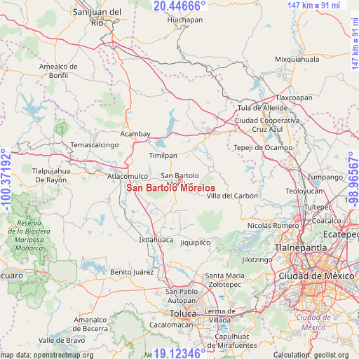 San Bartolo Morelos on map
