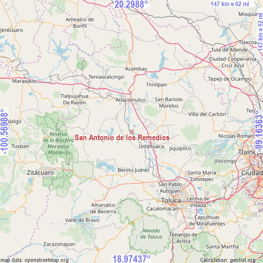San Antonio de los Remedios on map