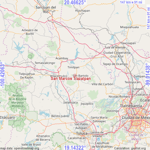 San Marcos Tlazalpan on map