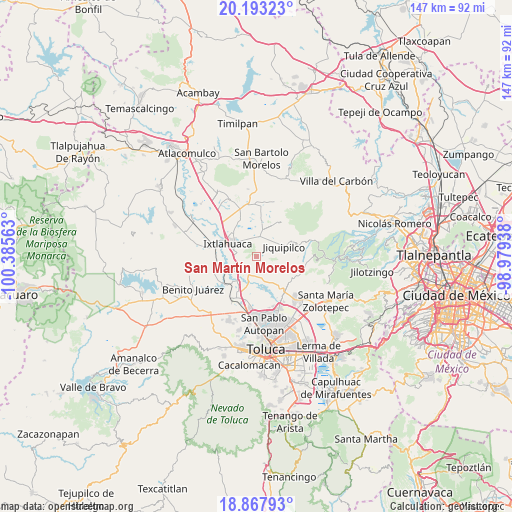 San Martín Morelos on map