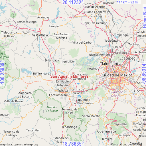 San Agustín Mimbres on map