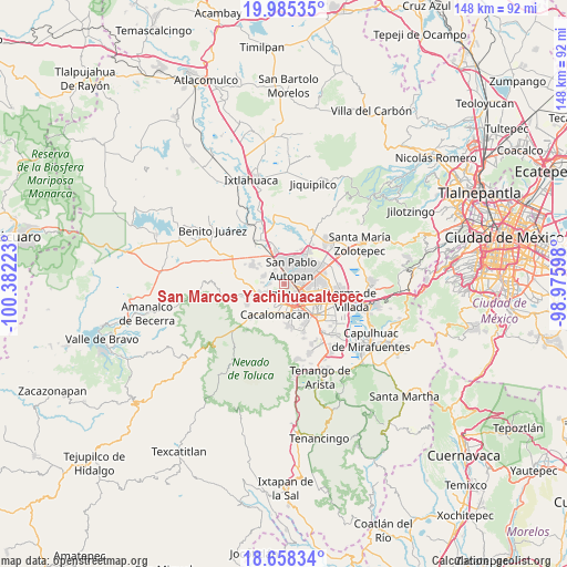 San Marcos Yachihuacaltepec on map