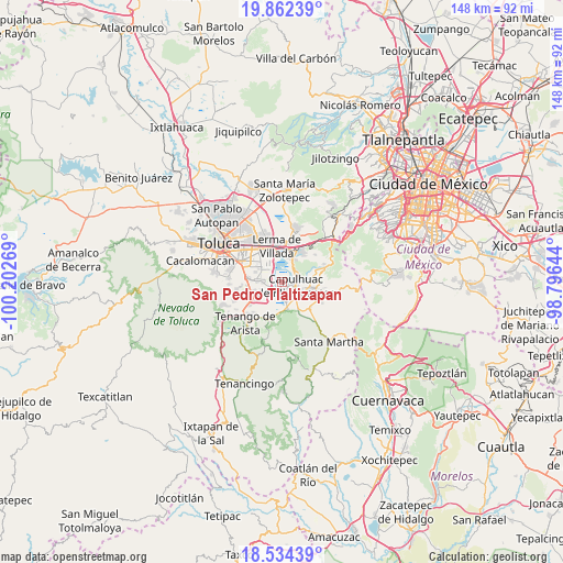 San Pedro Tlaltizapan on map