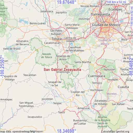 San Gabriel Zepayautla on map